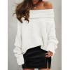 imageZESICA Womens Off The Shoulder Fall Sweaters Oversized Long Sleeve Pullover Tops 2025 Fashion Outfit ClothesWhite