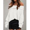 imageZESICA Womens Off The Shoulder Fall Sweaters Oversized Long Sleeve Pullover Tops 2025 Fashion Outfit ClothesWhite