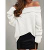 imageZESICA Womens Off The Shoulder Fall Sweaters Oversized Long Sleeve Pullover Tops 2025 Fashion Outfit ClothesWhite
