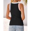 imageZESICA Womens Summer Sleeveless Tank Tops Ribbed High Neck Racerback Slim Fitted Color Block Casual ShirtsBlack