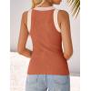 imageZESICA Womens Summer Sleeveless Tank Tops Ribbed High Neck Racerback Slim Fitted Color Block Casual ShirtsCoral