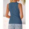 imageZESICA Womens Summer Sleeveless Tank Tops Ribbed High Neck Racerback Slim Fitted Color Block Casual ShirtsDarkblue