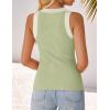 imageZESICA Womens Summer Sleeveless Tank Tops Ribbed High Neck Racerback Slim Fitted Color Block Casual ShirtsGreen