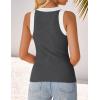 imageZESICA Womens Summer Sleeveless Tank Tops Ribbed High Neck Racerback Slim Fitted Color Block Casual ShirtsGrey
