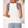 imageZESICA Womens Summer Sleeveless Tank Tops Ribbed High Neck Racerback Slim Fitted Color Block Casual ShirtsIvory