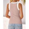 imageZESICA Womens Summer Sleeveless Tank Tops Ribbed High Neck Racerback Slim Fitted Color Block Casual ShirtsPink