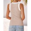 imageZESICA Womens Summer Sleeveless Tank Tops Ribbed High Neck Racerback Slim Fitted Color Block Casual ShirtsSand