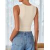 imageZESICA Womens Summer Tank Tops 2025 Sleeveless Crewneck Knit Slim Fitted Side Ruched Casual Basic ShirtApricot