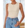 imageZESICA Womens Summer Tank Tops 2025 Sleeveless Crewneck Knit Slim Fitted Side Ruched Casual Basic ShirtApricot