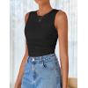 imageZESICA Womens Summer Tank Tops 2025 Sleeveless Crewneck Knit Slim Fitted Side Ruched Casual Basic ShirtBlack