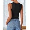 imageZESICA Womens Summer Tank Tops 2025 Sleeveless Crewneck Knit Slim Fitted Side Ruched Casual Basic ShirtBlack