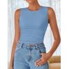 imageZESICA Womens Summer Tank Tops 2025 Sleeveless Crewneck Knit Slim Fitted Side Ruched Casual Basic ShirtBlue