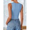 imageZESICA Womens Summer Tank Tops 2025 Sleeveless Crewneck Knit Slim Fitted Side Ruched Casual Basic ShirtBlue