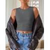 imageZESICA Womens Summer Tank Tops 2025 Sleeveless Crewneck Knit Slim Fitted Side Ruched Casual Basic ShirtCharcoal