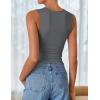 imageZESICA Womens Summer Tank Tops 2025 Sleeveless Crewneck Knit Slim Fitted Side Ruched Casual Basic ShirtCharcoal