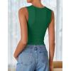 imageZESICA Womens Summer Tank Tops 2025 Sleeveless Crewneck Knit Slim Fitted Side Ruched Casual Basic ShirtGreen