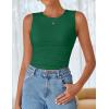 imageZESICA Womens Summer Tank Tops 2025 Sleeveless Crewneck Knit Slim Fitted Side Ruched Casual Basic ShirtGreen