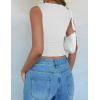 imageZESICA Womens Summer Tank Tops 2025 Sleeveless Crewneck Knit Slim Fitted Side Ruched Casual Basic ShirtIvory