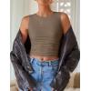 imageZESICA Womens Summer Tank Tops 2025 Sleeveless Crewneck Knit Slim Fitted Side Ruched Casual Basic ShirtMocha
