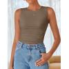 imageZESICA Womens Summer Tank Tops 2025 Sleeveless Crewneck Knit Slim Fitted Side Ruched Casual Basic ShirtMocha