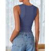 imageZESICA Womens Summer Tank Tops 2025 Sleeveless Crewneck Knit Slim Fitted Side Ruched Casual Basic ShirtNavy Blue