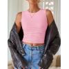 imageZESICA Womens Summer Tank Tops 2025 Sleeveless Crewneck Knit Slim Fitted Side Ruched Casual Basic ShirtPink