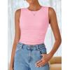 imageZESICA Womens Summer Tank Tops 2025 Sleeveless Crewneck Knit Slim Fitted Side Ruched Casual Basic ShirtPink