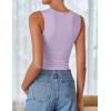 imageZESICA Womens Summer Tank Tops 2025 Sleeveless Crewneck Knit Slim Fitted Side Ruched Casual Basic ShirtPurple