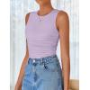 imageZESICA Womens Summer Tank Tops 2025 Sleeveless Crewneck Knit Slim Fitted Side Ruched Casual Basic ShirtPurple