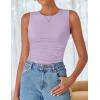 imageZESICA Womens Summer Tank Tops 2025 Sleeveless Crewneck Knit Slim Fitted Side Ruched Casual Basic ShirtPurple