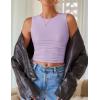 imageZESICA Womens Summer Tank Tops 2025 Sleeveless Crewneck Knit Slim Fitted Side Ruched Casual Basic ShirtPurple