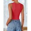 imageZESICA Womens Summer Tank Tops 2025 Sleeveless Crewneck Knit Slim Fitted Side Ruched Casual Basic ShirtRed
