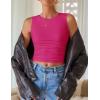 imageZESICA Womens Summer Tank Tops 2025 Sleeveless Crewneck Knit Slim Fitted Side Ruched Casual Basic ShirtRose