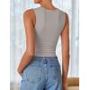 imageZESICA Womens Summer Tank Tops 2025 Sleeveless Crewneck Knit Slim Fitted Side Ruched Casual Basic ShirtSmoke