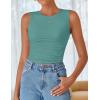 imageZESICA Womens Summer Tank Tops 2025 Sleeveless Crewneck Knit Slim Fitted Side Ruched Casual Basic ShirtTeal