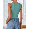 imageZESICA Womens Summer Tank Tops 2025 Sleeveless Crewneck Knit Slim Fitted Side Ruched Casual Basic ShirtTeal