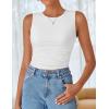 imageZESICA Womens Summer Tank Tops 2025 Sleeveless Crewneck Knit Slim Fitted Side Ruched Casual Basic ShirtWhite