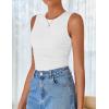 imageZESICA Womens Summer Tank Tops 2025 Sleeveless Crewneck Knit Slim Fitted Side Ruched Casual Basic ShirtWhite