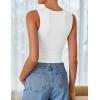 imageZESICA Womens Summer Tank Tops 2025 Sleeveless Crewneck Knit Slim Fitted Side Ruched Casual Basic ShirtWhite