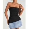 imageZESICA Womens Tube Top 2025 Summer Going Out Strapless Backless Ruched Trendy Tops Asymmetrical Bandeau OutfitsBlack