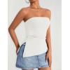 imageZESICA Womens Tube Top 2025 Summer Going Out Strapless Backless Ruched Trendy Tops Asymmetrical Bandeau OutfitsWhite