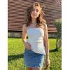 imageZESICA Womens Tube Top 2025 Summer Going Out Strapless Backless Ruched Trendy Tops Asymmetrical Bandeau OutfitsWhite
