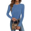 imageZESICA Long Sleeve Shirts for Women Tops 2025 Fall Fashion Trendy Slim fit Textured TshirtsSkyblue