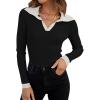 imageZESICA Sweaters for Women 2025 Fall Long Sleeve V Neck Ribbed Knit Pullover Tops Casual Slim Fit Basic Tee ShirtsDim