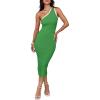 imageZESICA Womens 2025 Summer One Shoulder Bodycon Midi Dresses Casual Sleeveless Ribbed Knit Side Slit Sweater DressGreen