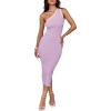imageZESICA Womens 2025 Summer One Shoulder Bodycon Midi Dresses Casual Sleeveless Ribbed Knit Side Slit Sweater DressPurpletaro