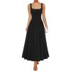 imageZESICA Womens 2025 Summer Sleeveless Square Neck Sundress Casual Long Flowy A Line Knit Dress Beach Vacation Maxi DressesBlack