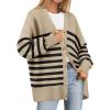 imageZESICA Womens Casual Long Sleeve Cardigan V Neck Button Down Open Front Knit Loose Oversized Sweater CoatToffee