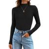 imageZESICA Womens Fall Long Sleeve Turtleneck T Shirt Ribbed Knit Sweater Slim Fit Basic Casual Tee TopsBlack