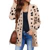 imageZESICA Womens Fall Winter Long Sleeves Open Front Leopard Print Knitted Sweater Cardigan Coat OutwearA Beige